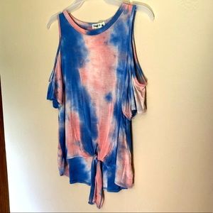 Tie Dye Cold Shoulder Top